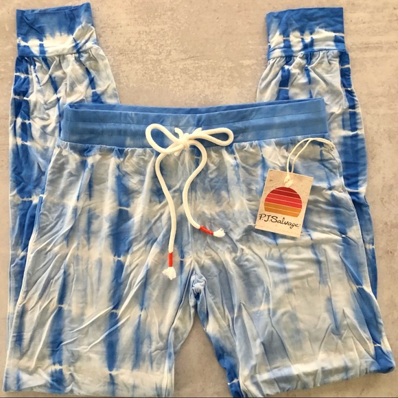 PJ Salvage Sail Away Tie Dye Lounge Pant Joggers in Bright Blue, XS NWT - Picture 4 of 7